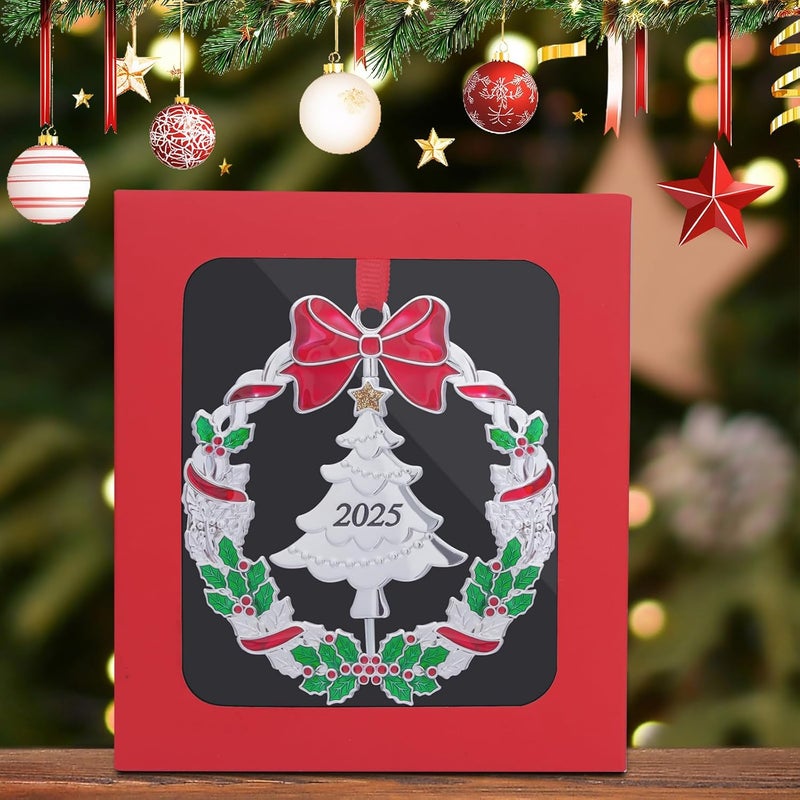 K-MLICE Christmas Ornaments, Metal Christmas Tree Ornaments Dated 2025 Silver Rotatable Funny Christmas Ornaments Decorative Keepsake Tree Decoration - Image 5
